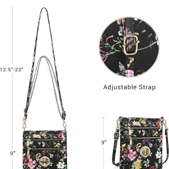 Women Small Crossbody Bag Lightweight Shoulder Purses Multi Zipper Pockets Phone - Picture 3 of 6